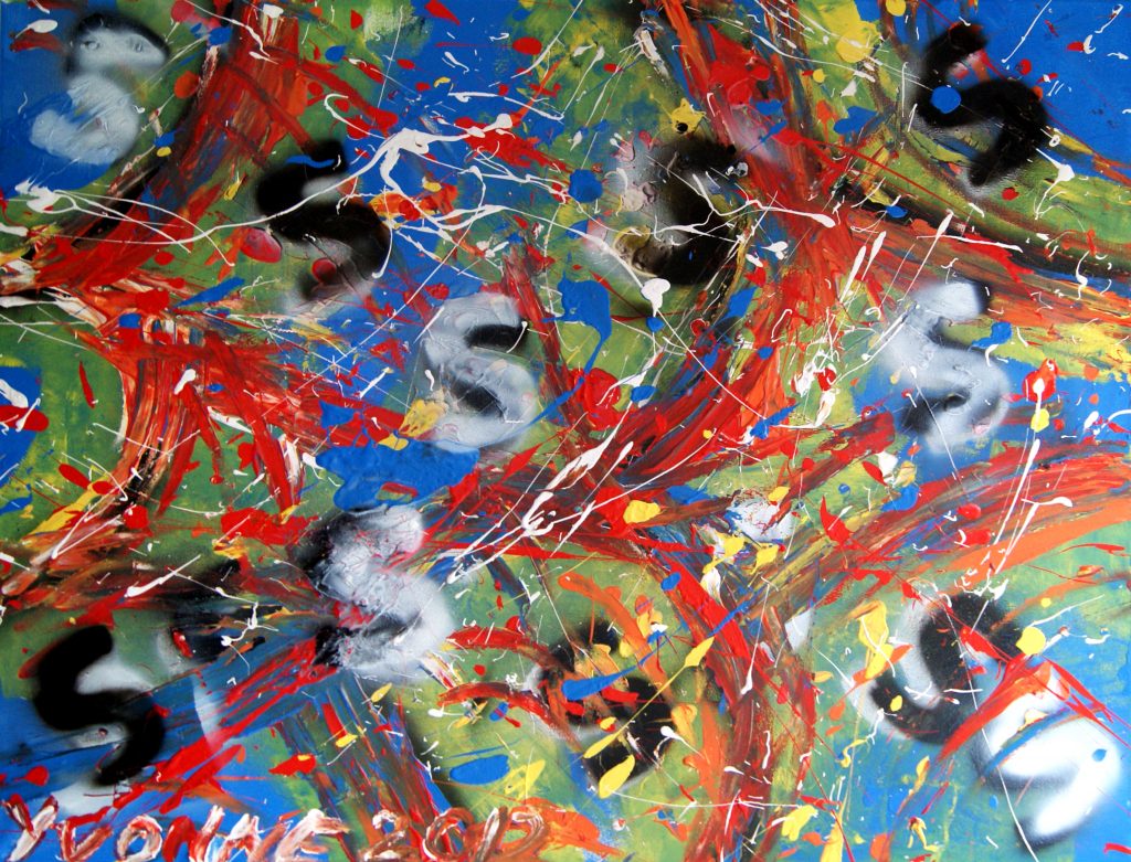 Abstract schilderij | Sssssst | 120x100cm | Acrylverf en graffiti