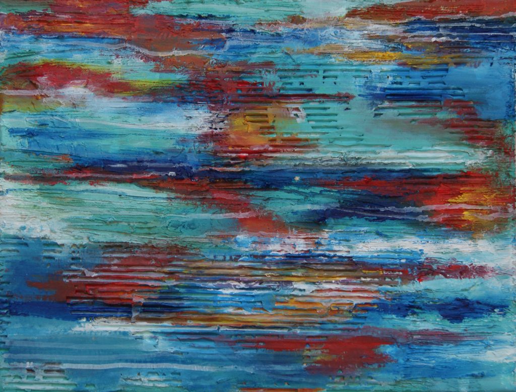 Abstract schilderij | Water 01 | 50x40cm | Acrylverf en karton