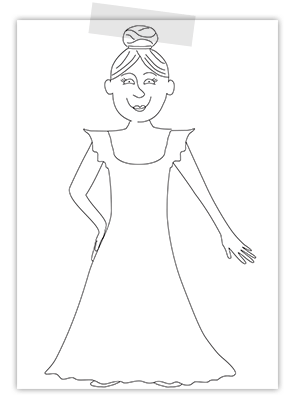 Creayv prinsessenkleurplaat voor Thuisfuif prinses in onderjurk Creayv prinsessenkleurplaat voor Thuisfuif prinses in onderjurk
