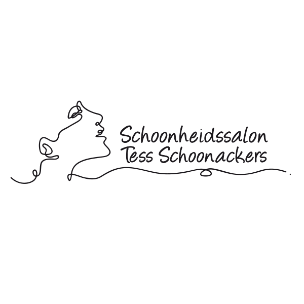Logo schoonheidssalon Tess Schoonackers met gezicht als zwarte lijn
